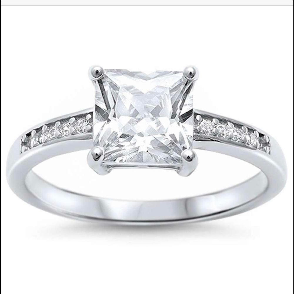 Square cut CZ 925 Sterling Silver Ring size 7